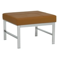 Atlas Mid Century Modern Metal and Leather Ottoman- Caramel