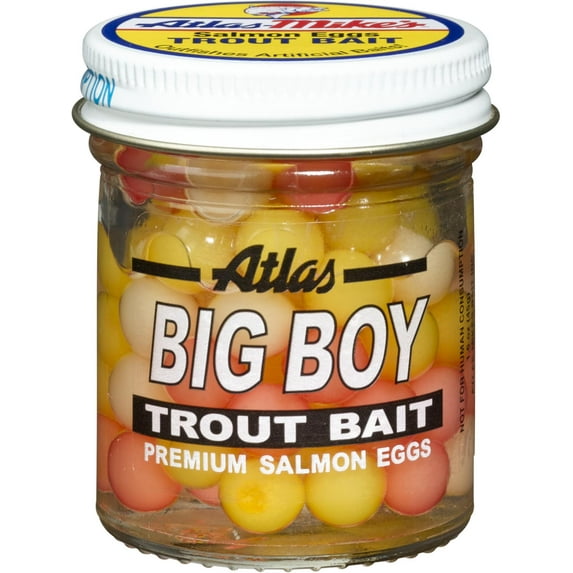 Atlas Mike's Big Boy Premium Salmon Eggs Trout Bait, Assorted Colors