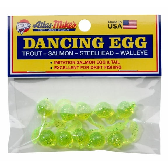 Atlas Mike's Dancing Egg Soft Bait, Chartreuse, 10 Pack