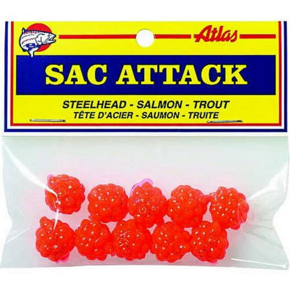 Atlas Mike's Sac Attack, Imitation Spawn Skein Eggs Soft Bait, Orange, 10 Count