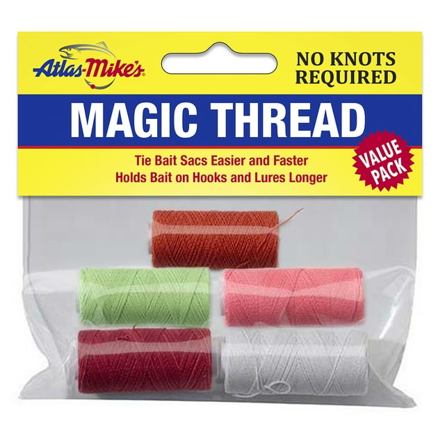 Magic Thread By Atlas Mikes - Fishing Bait Sac Tying Thread With Dispenser
