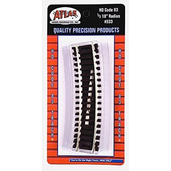 Code 83 Nickel Silver 1/2-18" Radius Snap Track HO Scale Atlas Trains
