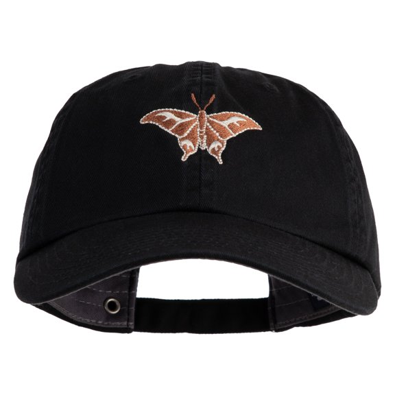 Atlas Moth Embroidered Low Profile Normal Dyed Cotton Cap - Black OSFM