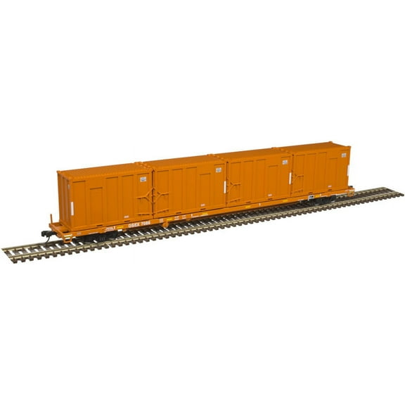 Atlas N Scale 85' Trash Container Flatcar/4 MSW Containers ECC/DSEX #7086