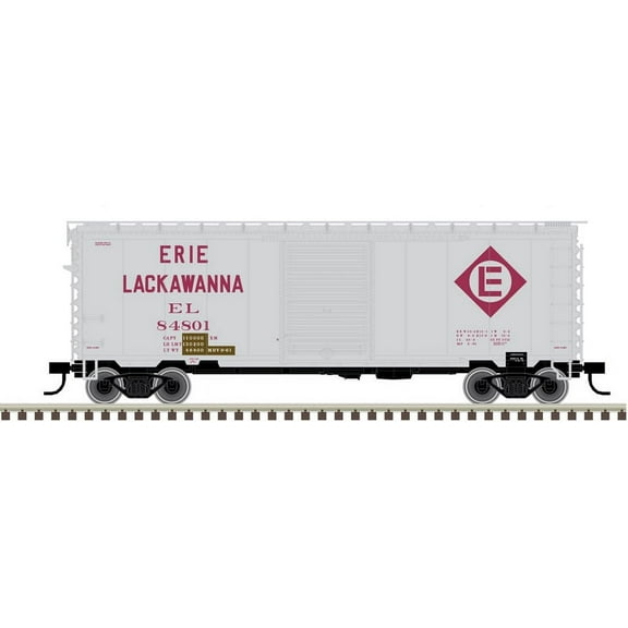 Atlas N Scale PS-1 40' Boxcar, 6' Door Erie Lackawanna/EL (Gray/Maroon) #84801