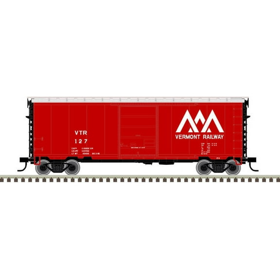 Atlas N Scale PS-1 40' Boxcar, 6' Door Vermont Railway (Red/White) #127