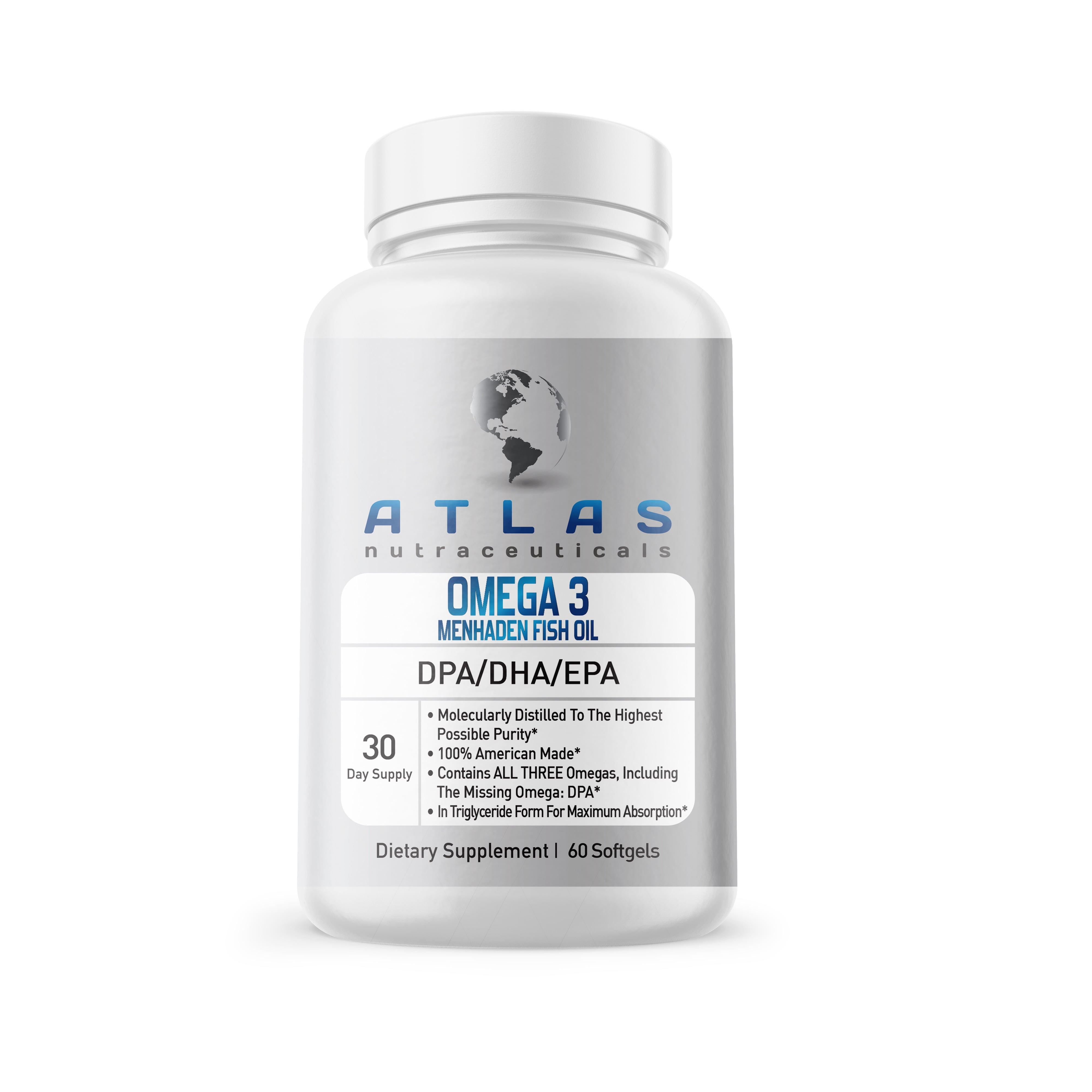 Atlas NutraceuticalsAtlantic Caught Menhaden Fish OilOmega 3DPA/EPA