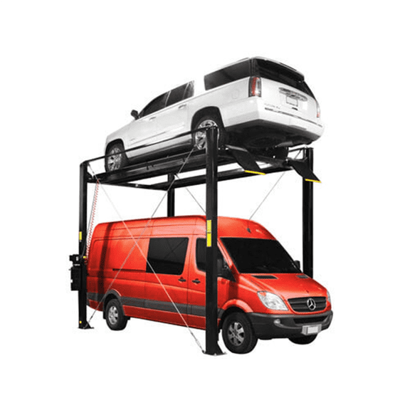Atlas Automotive Equipment PRO7000ST 4-Post Super Tall Vehicle Storage Lift, 15 Minimum Ceiling Height, 7,000lb, Extra Wide/Long, Diamond Plated Runways, Lock Ladder Design, For DIY/Hobbyists