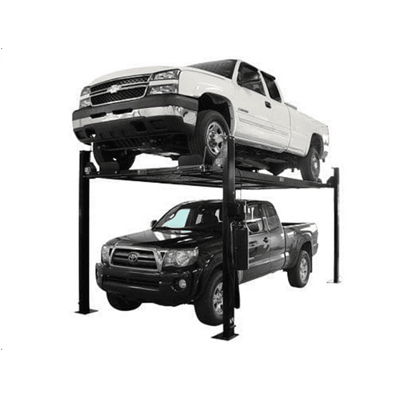 Atlas Automotive Equipment PRO8000EXT-L 4-Post Vehicle Storage Lift, 10 Minimum Ceiling Height, 8,000lb, Extra Tall/Long, 110V, Portable/Free Standing, Diamond Plated Runways, For DIY/Hobbyists