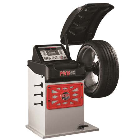 Atlas Automotive Equipment PWB50 Wheel Balancer, LED Display, Automatic 2D Data, Precise Weight, Advanced Functions, OPTIMATCH Software, Italian Engineering, High-Volume, Vehicle Service
