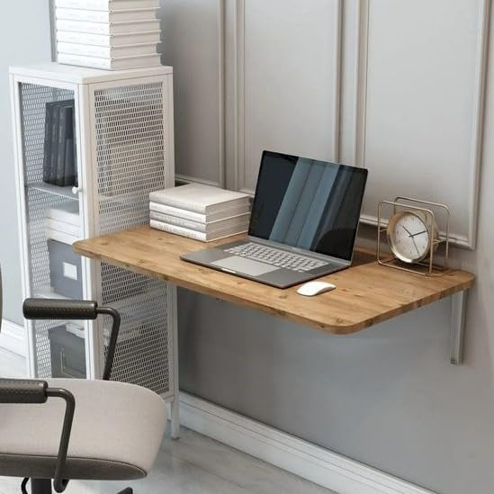 Atlas Pine Wall-Mounted Foldable Table - 28.3" x 17.7" Space-Saving Desk for Kitchen, Balcony, or Office