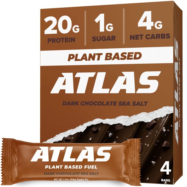 Atlas Protein Bars 20g Protein 1g Sugar Dark Chocolate Sea Salt
