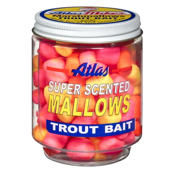 Atlas Scented Trout Bait Regular Marshmallows in 1 1/2 oz Jar