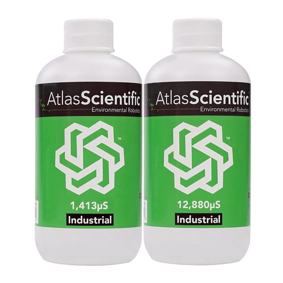Atlas Scientific Industrial Conductivity Calibration K 0.1 Set - 1,413S & 12,880S - 250ml (8oz) Pack of 2