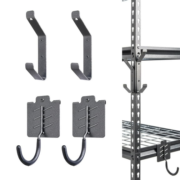The Atlas Shuntong 4 Pieces Heavy-Duty Shelf Hooks for 1.5” Keyhole Spacing, Powder-Coated Steel with Rubber Sleeves, Supports up to 20 lbs,Hammertone