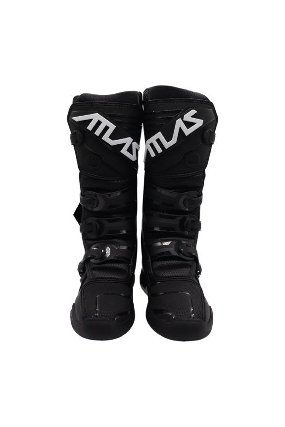 Atlas Brace Traction Boots (Adult - Size: 11) with Mud Gaiter, 4-Buckle Closure, & Memory Foam Padding for Use In: Enduro Racing, Powersports, & Motocross (Black)