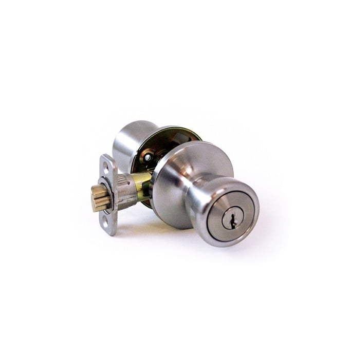 Atlas Tulip Entry Locking Door Knob, Satin Chrome