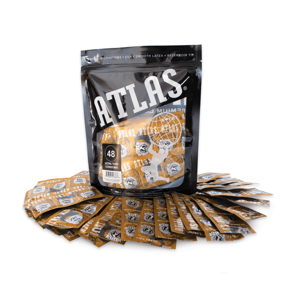 Atlas Ultra Thin Condoms, Latex, 48-Pack