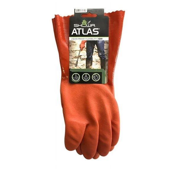 Atlas Unisex Indoor/Outdoor Chemical Gloves Orange S 1 pair, 6 Pack