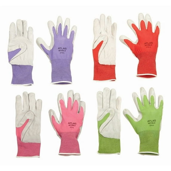 Atlas Unisex Indoor/Outdoor Nitrile Coated Gloves Assorted M 1 pair (Pack of 4)
