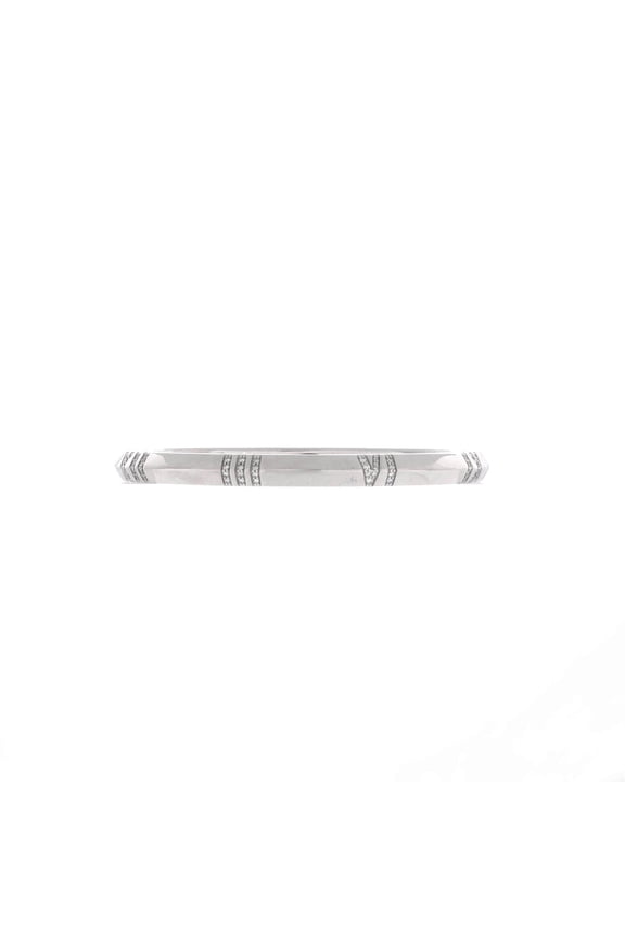 Pre-Owned Atlas X Closed Hinged Bangle Bracelet 18K White Gold with Diamonds Narrow By Rebag