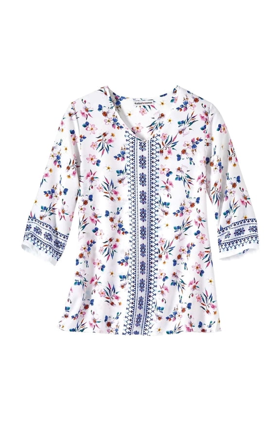 Womens Floral Crepe Blouse