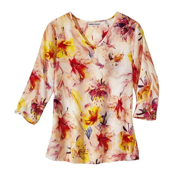 Atlas for Women Womens Floral Crepe Blouse