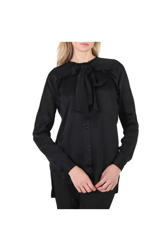 Ladies Black Cross Neckline Shirt, Brand Size 34 (US Size 0)