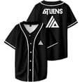 thumbnail image 1 of Atliens Merch Logo Baseball Jacket Unisex Fashion V-Neck Button Top Casual Short Sleeve T-Shirt, 1 of 2