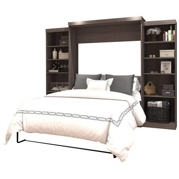 Atlin Designs 115" Queen Wall Bed with Storage in Bark Gray
