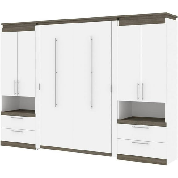 Atlin Designs 118" Full Murphy Bed with 2 Storage Cabinets in White