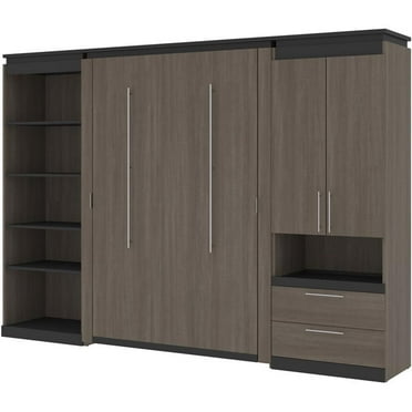 Atlin Designs 118" Full Murphy Bed with Multifunctional Storage in Bark Gray