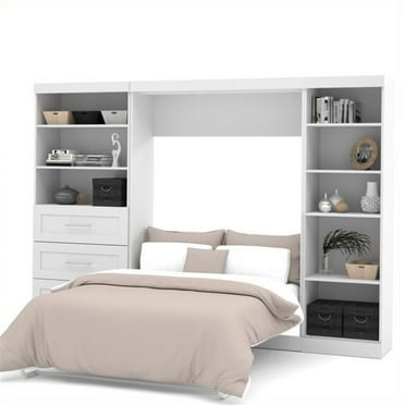 Atlin Designs 120" Full Wall Bed with 2 Piece 3 Drawer Storage Unit in White