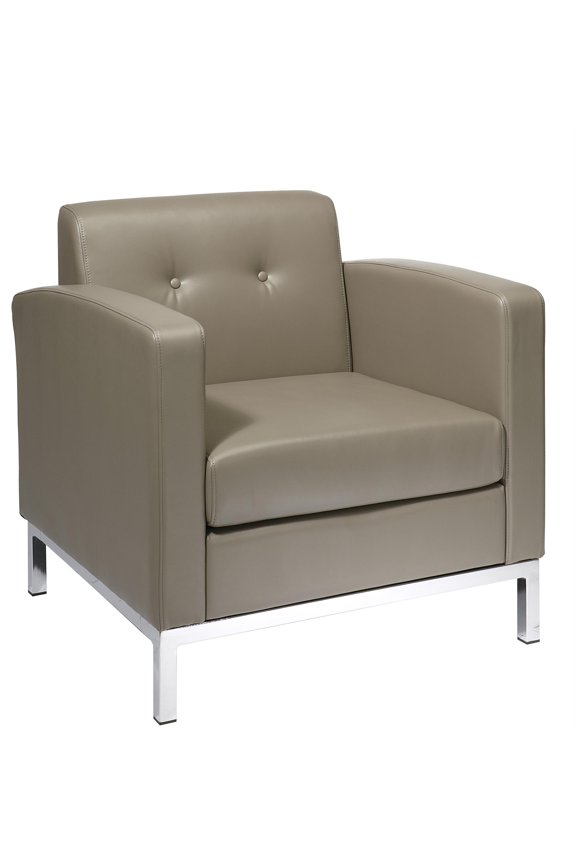 17.5'' Contemporary Faux Leather Upholstered Arm Chair in Gray
