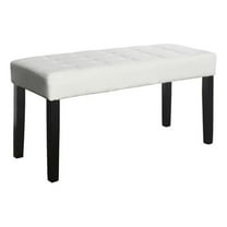 Atlin Designs 18.5" Tufted Contemporary Faux Leather Entryway Bench in White