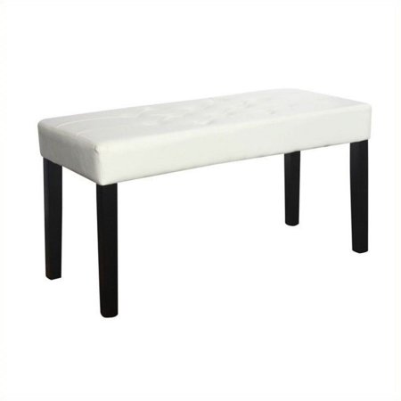 Atlin Designs 18.5" Tufted Transitional Faux Leather Bench in White