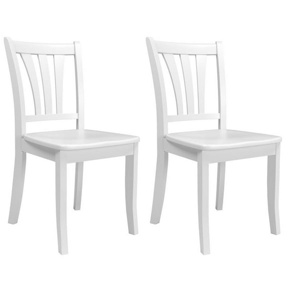 Atlin Designs 18" Slatted High Back Wood Dining Chair in White (Set of 2)