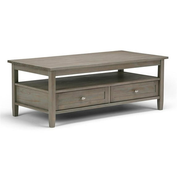 Atlin Designs Solid Pine Distressed Gray Coffee Table Rectangular 48" x 24" x 18"