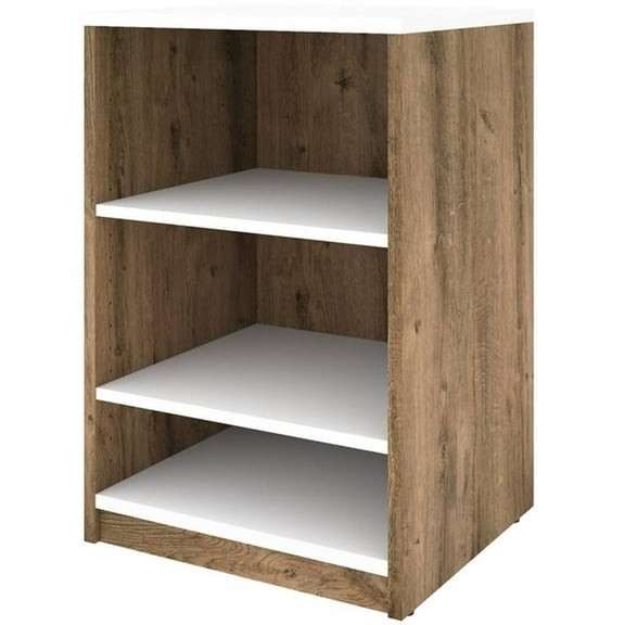 Atlin Designs 20" Contemporary Wood Nightstand in Rustic Brown/White