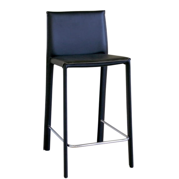 Atlin Designs 25" Leather Counter Stool in Black (Set of 2)