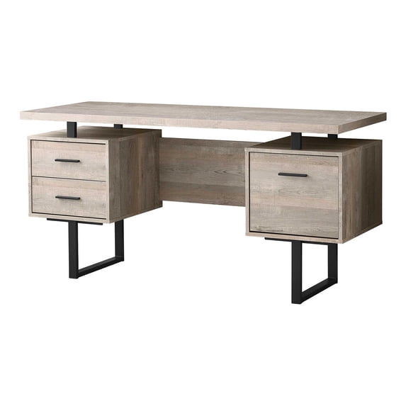 Atlin Designs 3 Drawer Writing Desk in Taupe and Black