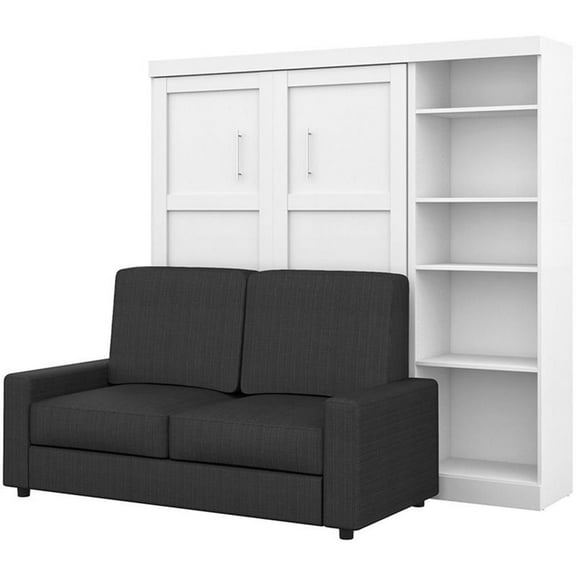 Atlin Designs 3 Piece Full Wall Bed Set in White and Gray