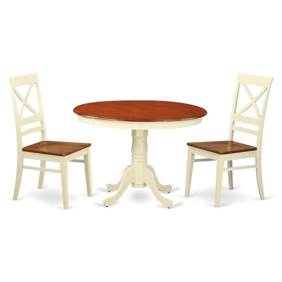 Atlin Designs 3-piece Kitchen Table Set in Buttermilk and Cherry