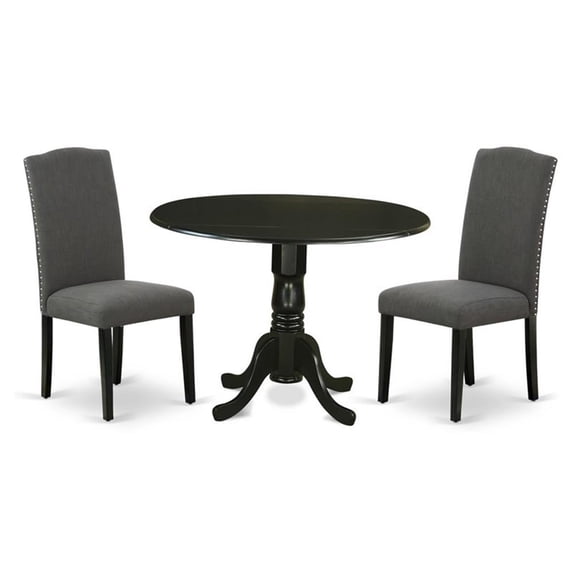 Atlin Designs 3-piece Wood Dining Set in Black/Dark Gotham Gray