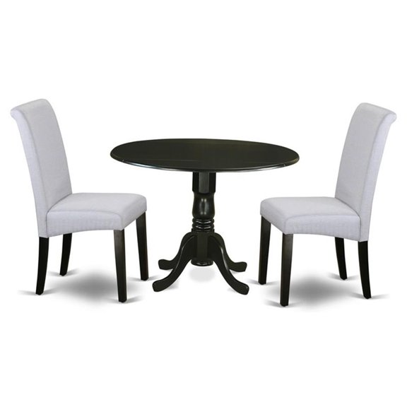 Atlin Designs 3-piece Wood Dining Set in Black/Grayish Blue