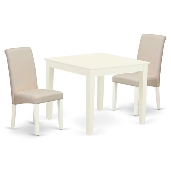 Atlin Designs 3-piece Wood Dining Set in Linen White/Cream