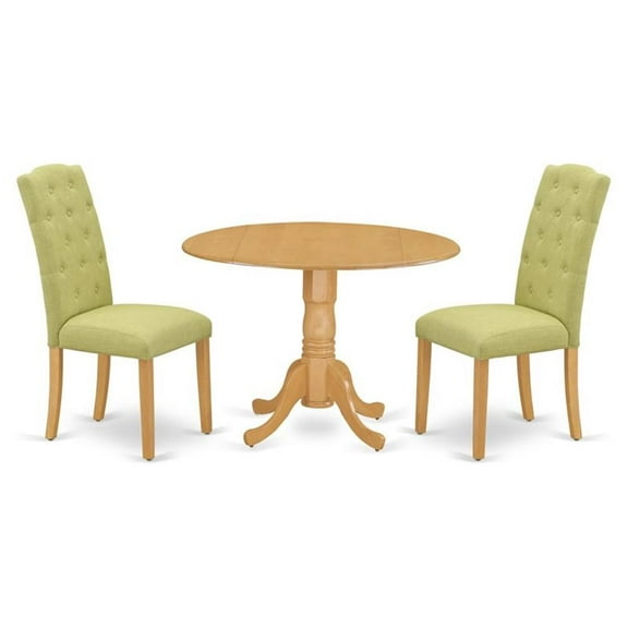 Atlin Designs 3-piece Wood Dining Set in Oak/Lime Green