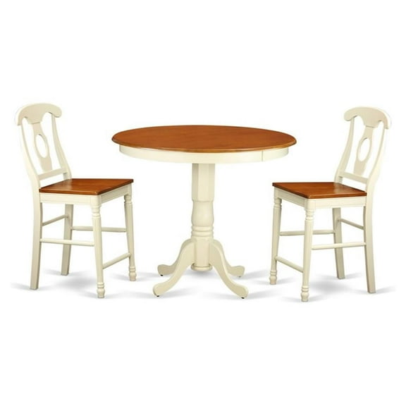 Atlin Designs 3-piece Wood Dining Table Set in Buttermilk/Cherry