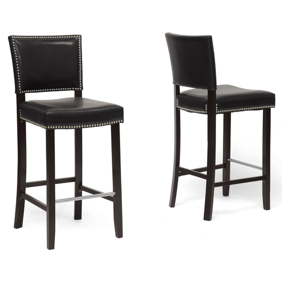 Atlin Designs 30" Faux Leather Bar Stool in Black (Set of 2)