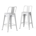 thumbnail image 1 of Atlin Designs 30" Metal Curved Back Bar Stool in Distressed White (Set of 2), 1 of 7